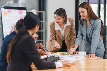 Planning, teamwork, and meeting with business people in the boardroom for strategy, brainstorming, and solutions.