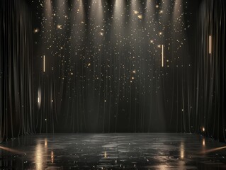 Dark stage luxury with sprotlight and stars, AI Generative