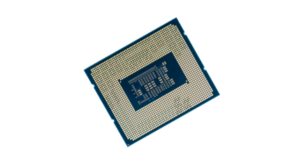 A close-up shot of a computer processor, showcasing the intricate design and complexity of modern technology improvement.