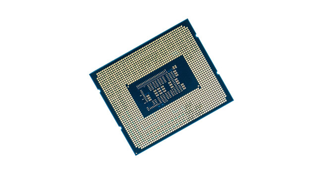 A close-up shot of a computer processor, showcasing the intricate design and complexity of modern technology improvement.
