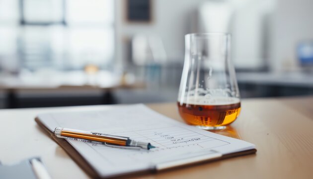 Evaluate the quality of the beer and take notes.