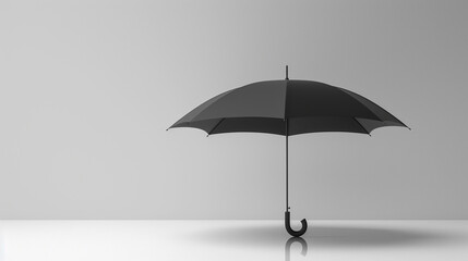 Black umbrella on white background