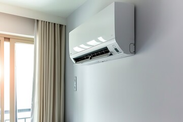 White Air Conditioner Unit Mounted on a Wall