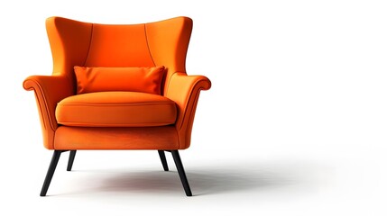 Modern orange chair isolated on white background. 