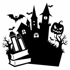 Halloween books,illustration of a halloween,black chilling-classics-halloween-horror-books vector 