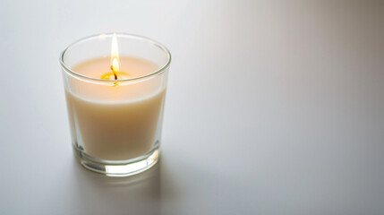 Candle in glass on white background