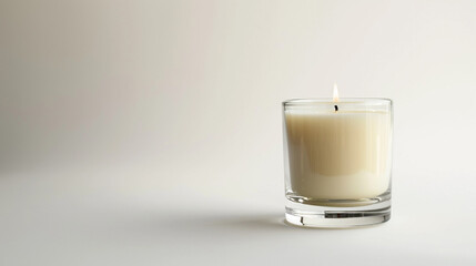 Candle in glass on white background