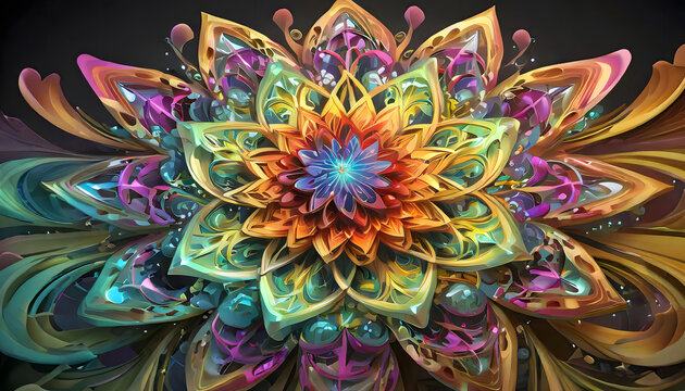 3D Abstract Multicolor Visualization. Generative AI.