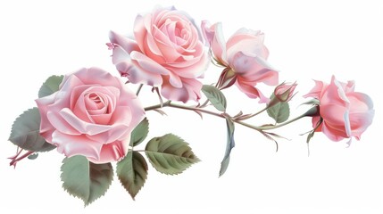 Delicate beauty. Pink roses isolated on white background.