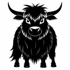 halloween highland cow black vector silhouette