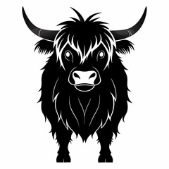 halloween highland cow black vector silhouette