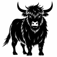 halloween highland cow black vector silhouette