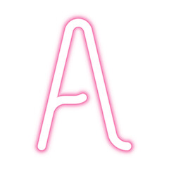 Illustration of neon electric style letter A alphabet. Pink color. Isolated on transparent background.	

