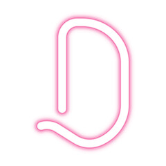 Illustration of neon electric style letter D alphabet. Pink color. Isolated on transparent background.	
