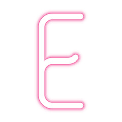 Illustration of neon electric style letter E alphabet. Pink color. Isolated on transparent background.	
