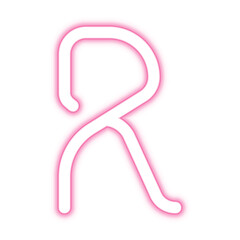 Illustration of neon electric style letter R alphabet. Pink color. Isolated on transparent background.	
