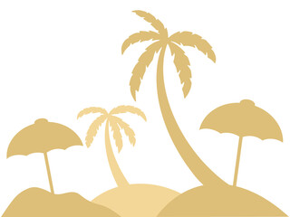 Beach View on Summer Background Illustration