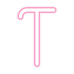 Illustration of neon electric style letter T alphabet. Pink color. Isolated on transparent background.	
