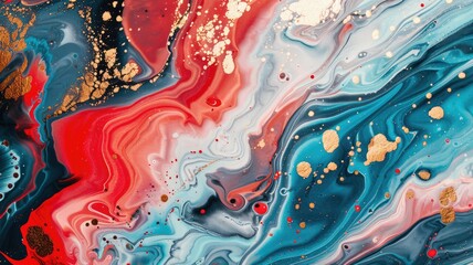 Obraz premium Abstract Swirls of Color and Gold - Abstract art featuring colorful swirls of paint with accents of gold. - Abstract art featuring colorful swirls of paint with accents of gold.