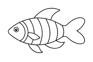 Banded rainbow fish line cut vector illustration.