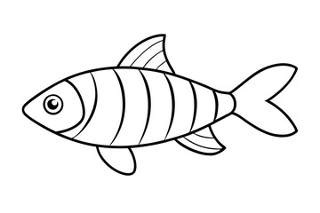 Banded rainbow fish line cut vector illustration.