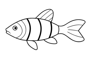 Banded rainbow fish line cut vector illustration.