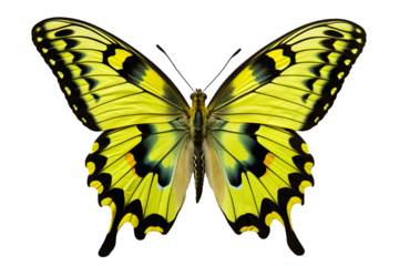 Beautiful lime butterfly in PNG style with transparent background, ideal for digital art projects, graphic design, and nature-themed illustrations