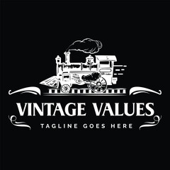 vintage train illustration hand drawn