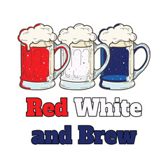 beer cups glasses coolorful red white blue