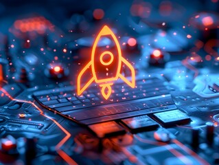 Vibrant Rocket Powered Email Icon Symbolizing Efficient and Dynamic Communication