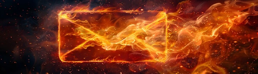 Fiery Email Icon with Intense Reds and Oranges Dynamic and Bold Concept for Digital Communication