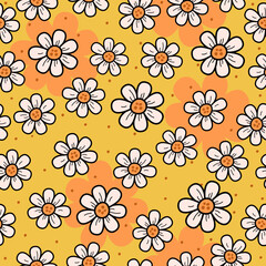 Daisy flowers seamless pattern vector