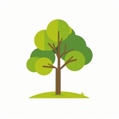 Simple Cartoon Tree with Green Leaves