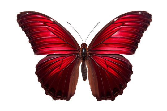 Beautiful maroon butterfly with intricate wing patterns in PNG style on transparent background for digital art and design projects