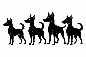 Bella dog black silhouette vector set, isolated black silhouette of a dog collection, Set of dogs breed silhouette vector
