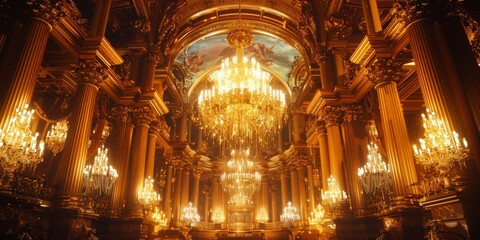 Obraz premium Baroque, Barocco Ornate Marble Ceiling Non-Linear Reformation Design with Intricate Accents Depicting Classic Elegance and Architectural Beauty