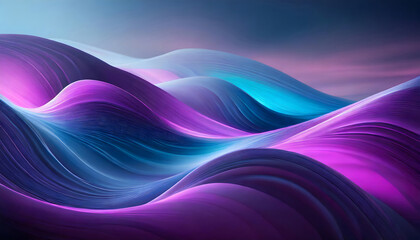 Obraz premium Abstract blue and purple liquid wavy shapes futuristic background. Generative AI.