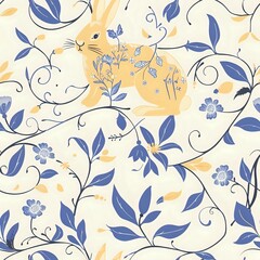 Whimsical Rabbit and Nature Pattern for Fashion Collection