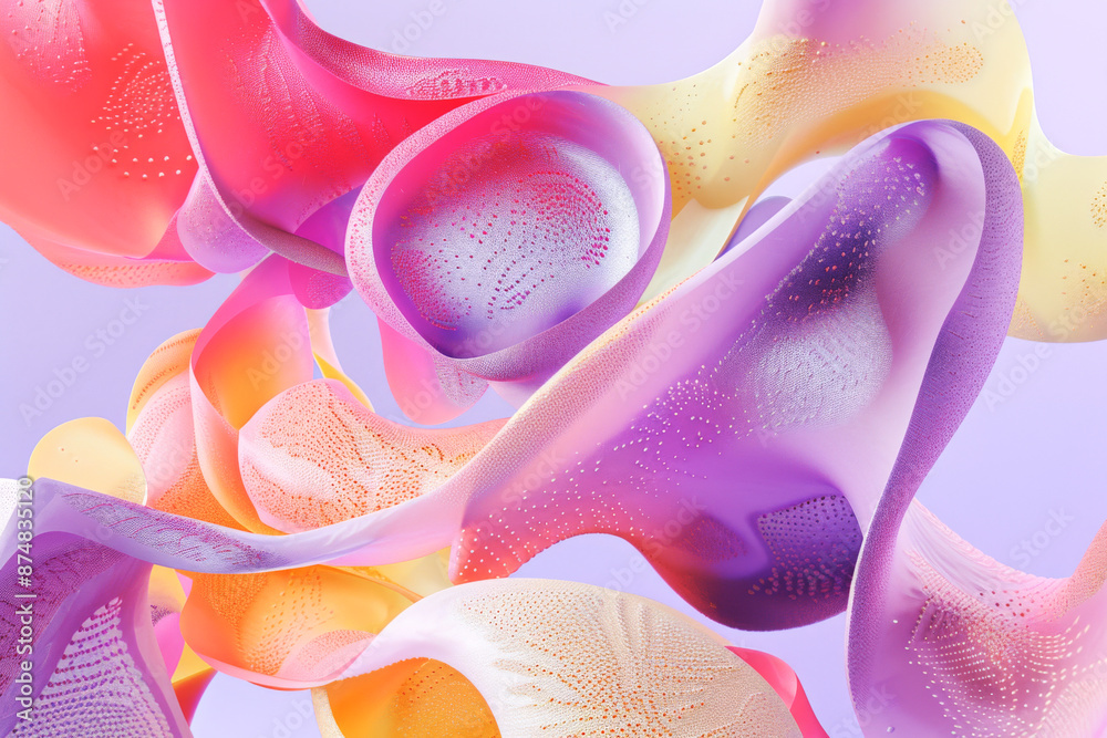 Poster a captivating display of colorful abstract shapes with a flowing pattern, showcasing a vibrant and i