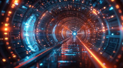 Fototapeta premium Futuristic Tunnel with Neon Lights