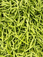 Natural pattern of fresh organic green beans. String beans vegetable background. Healthy food