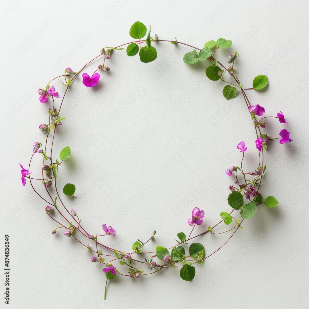 Poster Delicate Floral Wreath with Pink Blossoms