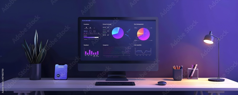 Poster remote learning dashboard displaying course progress and assignments