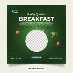 Fresh and delicious breakfast social media post. Special food social media banner template for facebook and instagram post template.