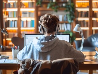 Student Taking Secure Online Exam with Proctoring Software Ensuring Academic Integrity in Distance Learning Concept