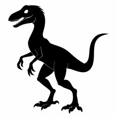 black Velociraptor Dinosaur  silhouette vector
