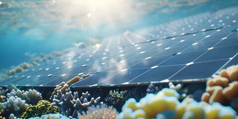 Sustainable Energy Sources in a Vibrant Ocean Ecosystem. Concept Renewable Energy, Ocean Conservation, Sustainable Practices, Ecosystem Preservation, Energy Innovation