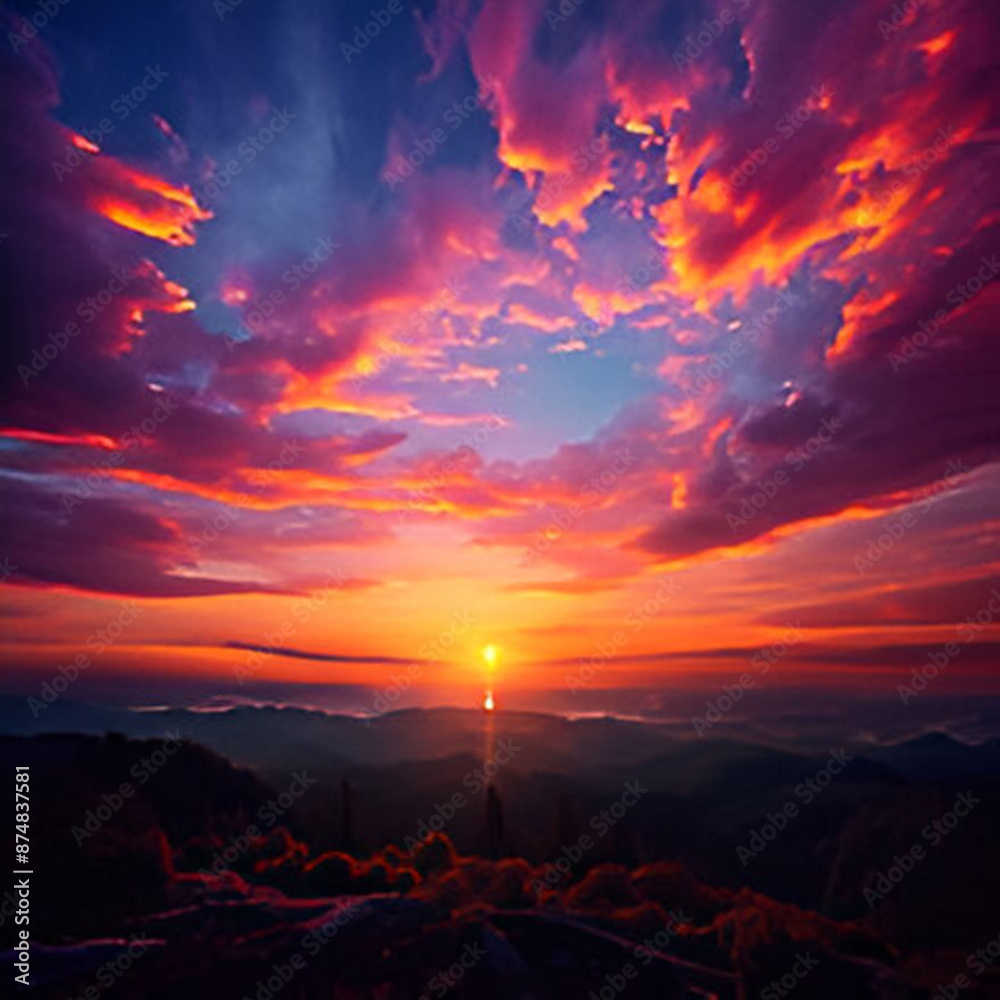 Canvas Prints sunset over the mountains