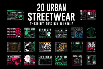 Unique Streetwear T-shirt Designs Bundle. Set typography vector for print t shirt and hoodie apparel design
