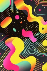 Fototapeta premium Abstract Pattern of Neon Shapes and Lines